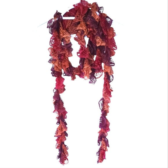 Handmade Accessories - Handmade Ruffled Scarf. Orange, red and brown